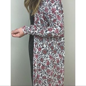 Oriental Print Red Navy Blue and White Duster